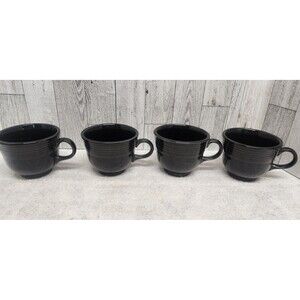 Lot Of 4 Black  Fiesta Tea Cup Fiestaware Homer Laughlin Retired Color